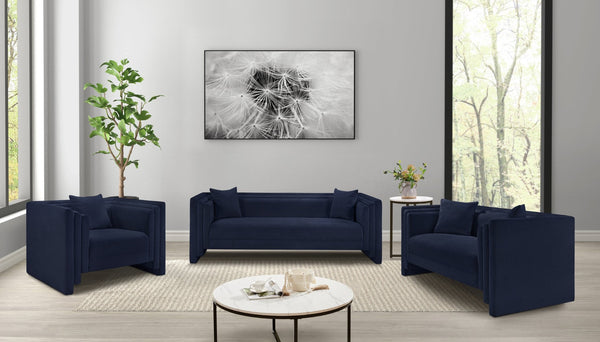 Meridian Furniture Everett Accent Chair with Plush Cushioning and Solid Wood Frame for Modern Living Spaces Navy Chenille Fabric 44068Navy-C