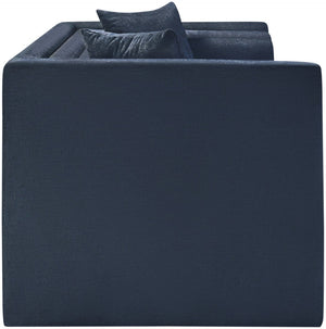 Meridian Furniture Everett Chenille Upholstered Sofa with Staggered Cushions for Cozy Living Spaces 44068Navy-L