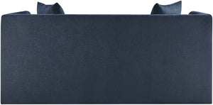 Meridian Furniture Everett Chenille Upholstered Sofa with Staggered Cushions for Cozy Living Spaces 44068Navy-L