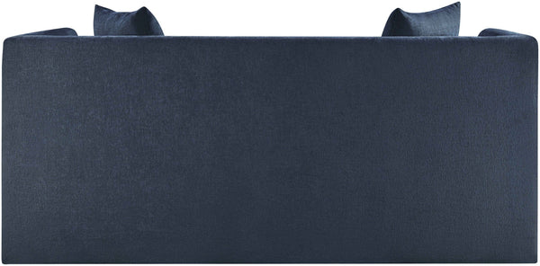 Meridian Furniture Everett Chenille Upholstered Sofa with Staggered Cushions for Cozy Living Spaces 44068Navy-L