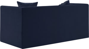 Meridian Furniture Everett Chenille Upholstered Sofa with Staggered Cushions for Cozy Living Spaces 44068Navy-L