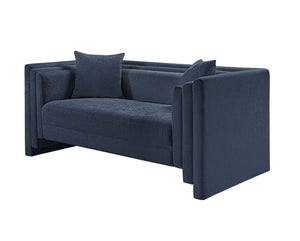 Meridian Furniture Everett Chenille Upholstered Sofa with Staggered Cushions for Cozy Living Spaces 44068Navy-L