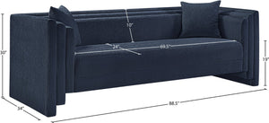 Meridian Furniture Everett Three Seat Navy Chenille Sofa with Staggered Cushions for Modern Living Rooms 44068Navy-S