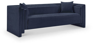 Meridian Furniture Everett Three Seat Navy Chenille Sofa with Staggered Cushions for Modern Living Rooms 44068Navy-S
