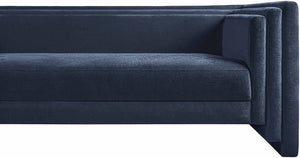 Meridian Furniture Everett Three Seat Navy Chenille Sofa with Staggered Cushions for Modern Living Rooms 44068Navy-S
