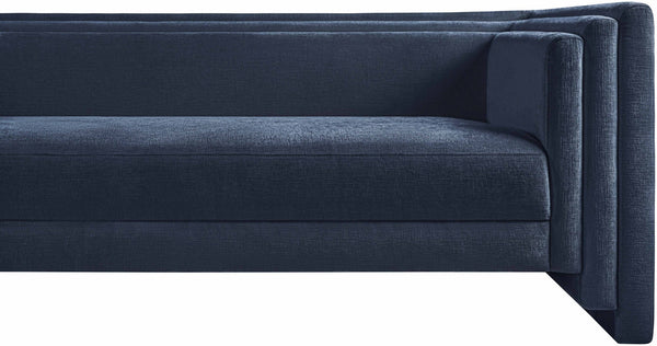 Meridian Furniture Everett Three Seat Navy Chenille Sofa with Staggered Cushions for Modern Living Rooms 44068Navy-S