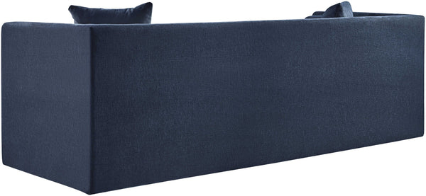 Meridian Furniture Everett Three Seat Navy Chenille Sofa with Staggered Cushions for Modern Living Rooms 44068Navy-S