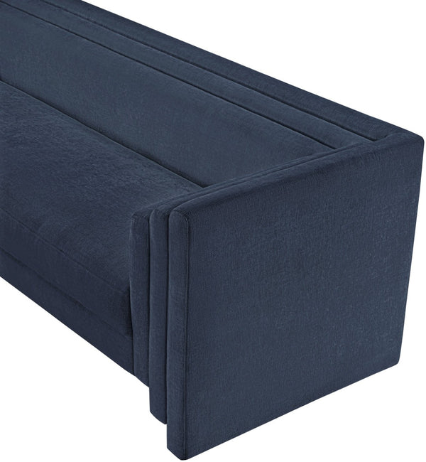 Meridian Furniture Everett Three Seat Navy Chenille Sofa with Staggered Cushions for Modern Living Rooms 44068Navy-S