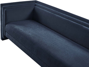 Meridian Furniture Everett Three Seat Navy Chenille Sofa with Staggered Cushions for Modern Living Rooms 44068Navy-S