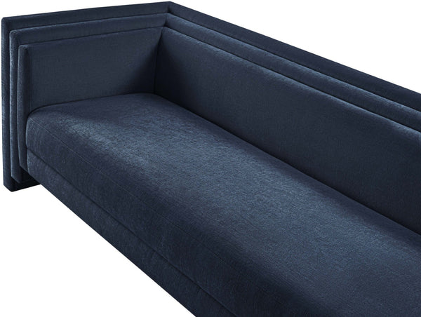 Meridian Furniture Everett Three Seat Navy Chenille Sofa with Staggered Cushions for Modern Living Rooms 44068Navy-S