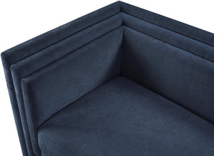Meridian Furniture Everett Three Seat Navy Chenille Sofa with Staggered Cushions for Modern Living Rooms 44068Navy-S