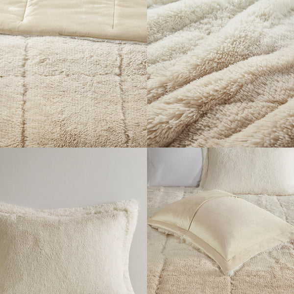 English Elm Twin/Twin Brielle Ombre Shaggy Faux Fur Comforter Mini Set – Plush Mink Reverse, Hypoallergenic Cozy Luxe B035129361