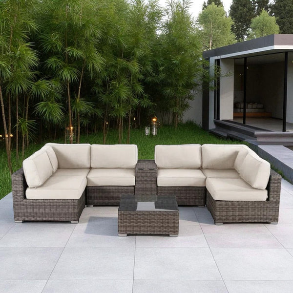 English Elm Fully Assembled Outdoor Wicker 4-Person Seating Group: Comfortable, Durable & Ready For Relaxation! B120S00161