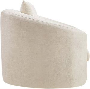 Meridian Furniture Penelope Plush Chenille Accent Chair with Throw Pillows and Solid Wood Frame for Living Rooms Beige 44073Beige-C