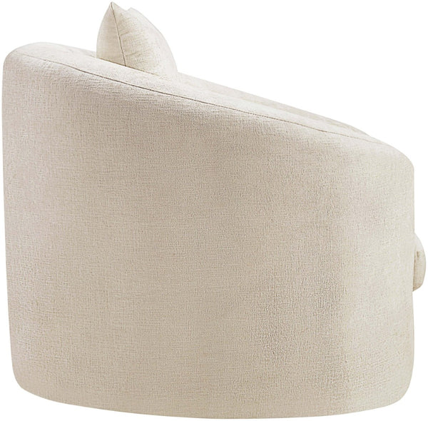 Meridian Furniture Penelope Plush Chenille Accent Chair with Throw Pillows and Solid Wood Frame for Living Rooms Beige 44073Beige-C
