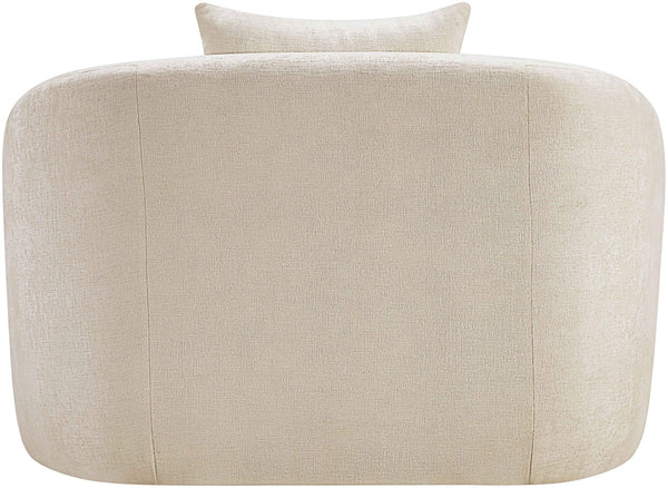 Meridian Furniture Penelope Plush Chenille Accent Chair with Throw Pillows and Solid Wood Frame for Living Rooms Beige 44073Beige-C