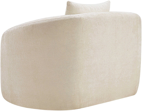 Meridian Furniture Penelope Plush Chenille Accent Chair with Throw Pillows and Solid Wood Frame for Living Rooms Beige 44073Beige-C