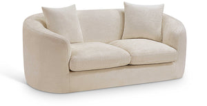 Meridian Furniture Penelope Chenille Upholstered Loveseat with Plush Texture Solid Wood Frame Accent Pillows Included Beige 44073Beige-L