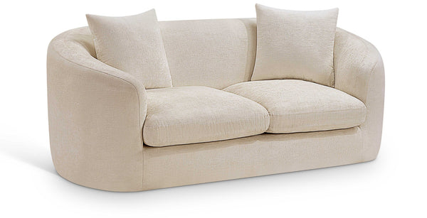 Meridian Furniture Penelope Chenille Upholstered Loveseat with Plush Texture Solid Wood Frame Accent Pillows Included Beige 44073Beige-L