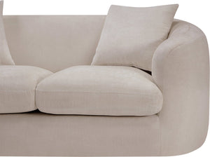 Meridian Furniture Penelope Chenille Upholstered Loveseat with Plush Texture Solid Wood Frame Accent Pillows Included Beige 44073Beige-L