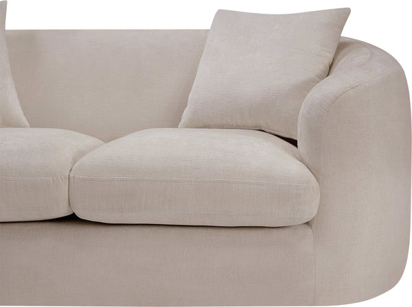 Meridian Furniture Penelope Chenille Upholstered Loveseat with Plush Texture Solid Wood Frame Accent Pillows Included Beige 44073Beige-L