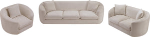 Meridian Furniture Penelope Chenille Upholstered Loveseat with Plush Texture Solid Wood Frame Accent Pillows Included Beige 44073Beige-L