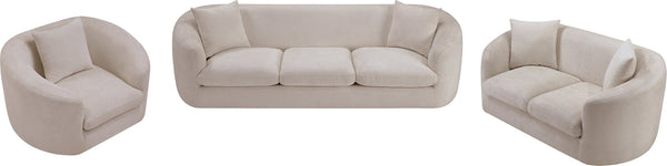 Meridian Furniture Penelope Chenille Upholstered Loveseat with Plush Texture Solid Wood Frame Accent Pillows Included Beige 44073Beige-L