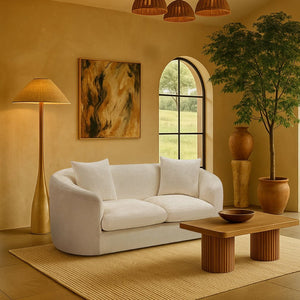 Meridian Furniture Penelope Chenille Upholstered Loveseat with Plush Texture Solid Wood Frame Accent Pillows Included Beige 44073Beige-L