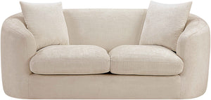Meridian Furniture Penelope Chenille Upholstered Loveseat with Plush Texture Solid Wood Frame Accent Pillows Included Beige 44073Beige-L
