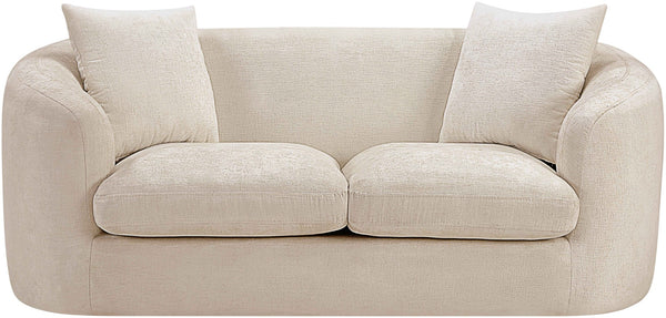 Meridian Furniture Penelope Chenille Upholstered Loveseat with Plush Texture Solid Wood Frame Accent Pillows Included Beige 44073Beige-L
