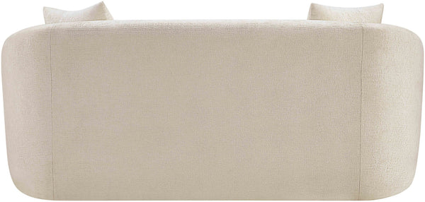 Meridian Furniture Penelope Chenille Upholstered Loveseat with Plush Texture Solid Wood Frame Accent Pillows Included Beige 44073Beige-L