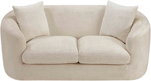 Meridian Furniture Penelope Chenille Upholstered Loveseat with Plush Texture Solid Wood Frame Accent Pillows Included Beige 44073Beige-L