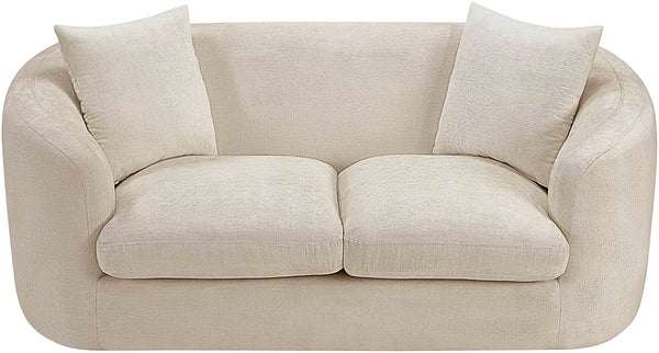 Meridian Furniture Penelope Chenille Upholstered Loveseat with Plush Texture Solid Wood Frame Accent Pillows Included Beige 44073Beige-L