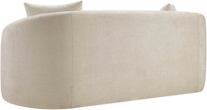 Meridian Furniture Penelope Chenille Upholstered Loveseat with Plush Texture Solid Wood Frame Accent Pillows Included Beige 44073Beige-L