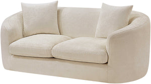 Meridian Furniture Penelope Chenille Upholstered Loveseat with Plush Texture Solid Wood Frame Accent Pillows Included Beige 44073Beige-L
