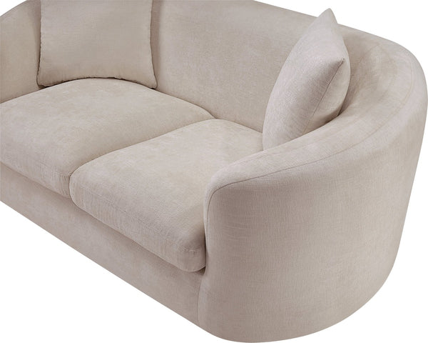 Meridian Furniture Penelope Chenille Upholstered Loveseat with Plush Texture Solid Wood Frame Accent Pillows Included Beige 44073Beige-L