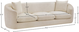 Meridian Furniture Penelope Three Seat Chenille Sofa with Solid Wood Frame for Modern Living Room Comfort Beige 44073Beige-S