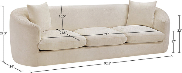 Meridian Furniture Penelope Three Seat Chenille Sofa with Solid Wood Frame for Modern Living Room Comfort Beige 44073Beige-S