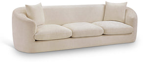 Meridian Furniture Penelope Three Seat Chenille Sofa with Solid Wood Frame for Modern Living Room Comfort Beige 44073Beige-S