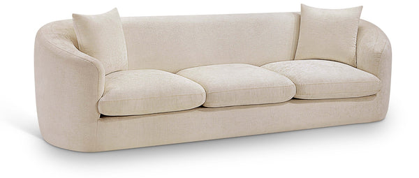 Meridian Furniture Penelope Three Seat Chenille Sofa with Solid Wood Frame for Modern Living Room Comfort Beige 44073Beige-S