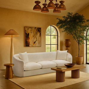 Meridian Furniture Penelope Three Seat Chenille Sofa with Solid Wood Frame for Modern Living Room Comfort Beige 44073Beige-S