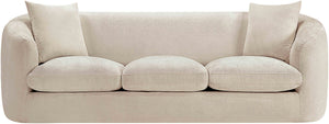 Meridian Furniture Penelope Three Seat Chenille Sofa with Solid Wood Frame for Modern Living Room Comfort Beige 44073Beige-S