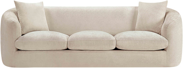 Meridian Furniture Penelope Three Seat Chenille Sofa with Solid Wood Frame for Modern Living Room Comfort Beige 44073Beige-S