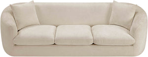 Meridian Furniture Penelope Three Seat Chenille Sofa with Solid Wood Frame for Modern Living Room Comfort Beige 44073Beige-S