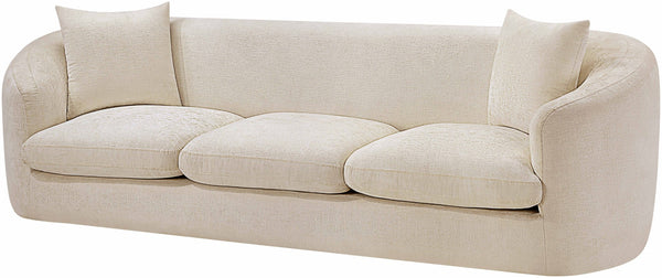 Meridian Furniture Penelope Three Seat Chenille Sofa with Solid Wood Frame for Modern Living Room Comfort Beige 44073Beige-S