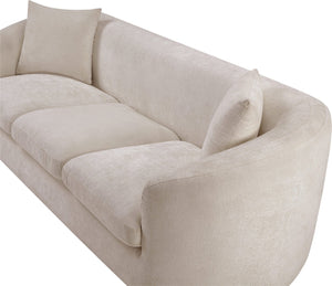 Meridian Furniture Penelope Three Seat Chenille Sofa with Solid Wood Frame for Modern Living Room Comfort Beige 44073Beige-S