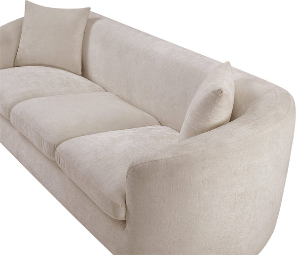 Meridian Furniture Penelope Three Seat Chenille Sofa with Solid Wood Frame for Modern Living Room Comfort Beige 44073Beige-S