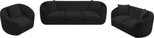 Meridian Furniture Penelope Plush Chenille Accent Chair with Throw Pillows and Solid Wood Frame for Living Rooms Black 44073Black-C