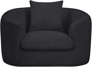 Meridian Furniture Penelope Plush Chenille Accent Chair with Throw Pillows and Solid Wood Frame for Living Rooms Black 44073Black-C