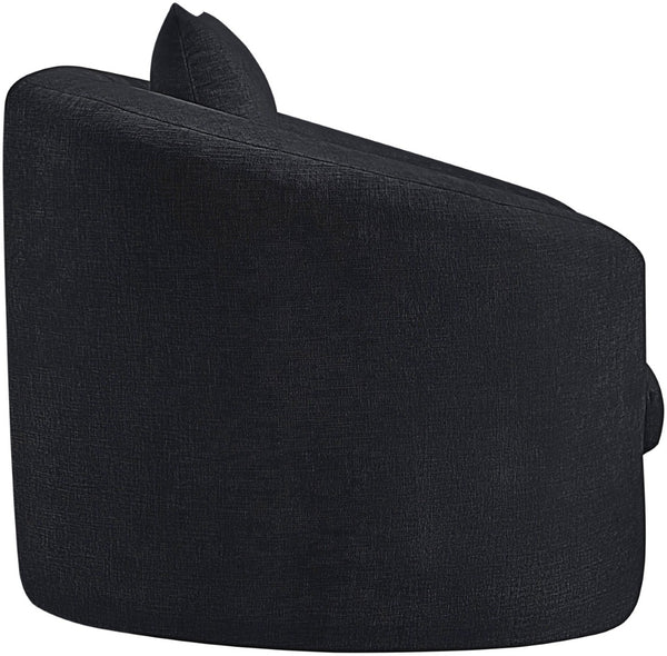 Meridian Furniture Penelope Plush Chenille Accent Chair with Throw Pillows and Solid Wood Frame for Living Rooms Black 44073Black-C